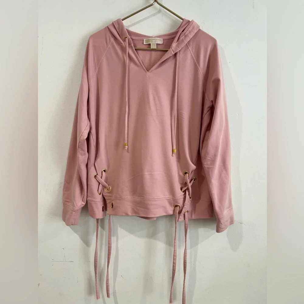 MICHAEL KORS pale pink drawstring hoodie size L